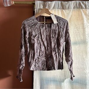 ST. Studio Printed Blouse With Drape 193 Furry Print NWT Size 36